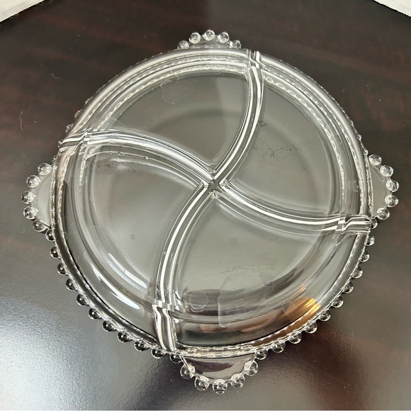 Imperial Glass Candlewick 4 Part Swirl Divided Snack Dish w/4 Handle Relish - Picture 6 of 10